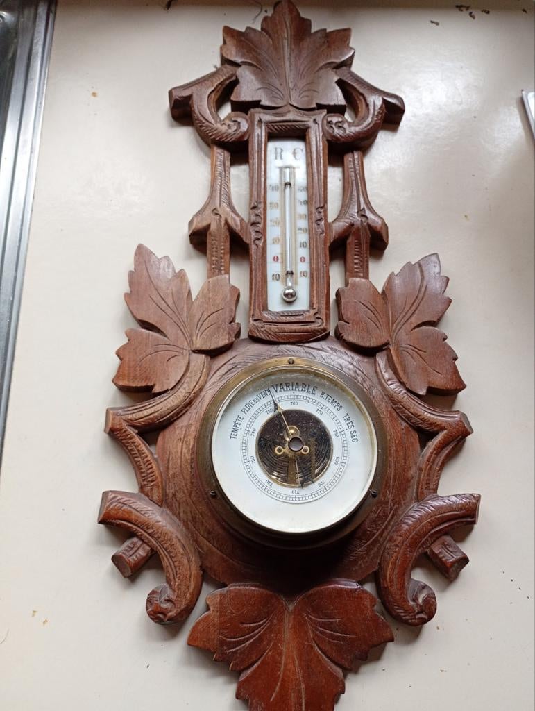 Antieke thermometer-barometer, Enlèvement ou Envoi, Comme neuf, Baromètre
