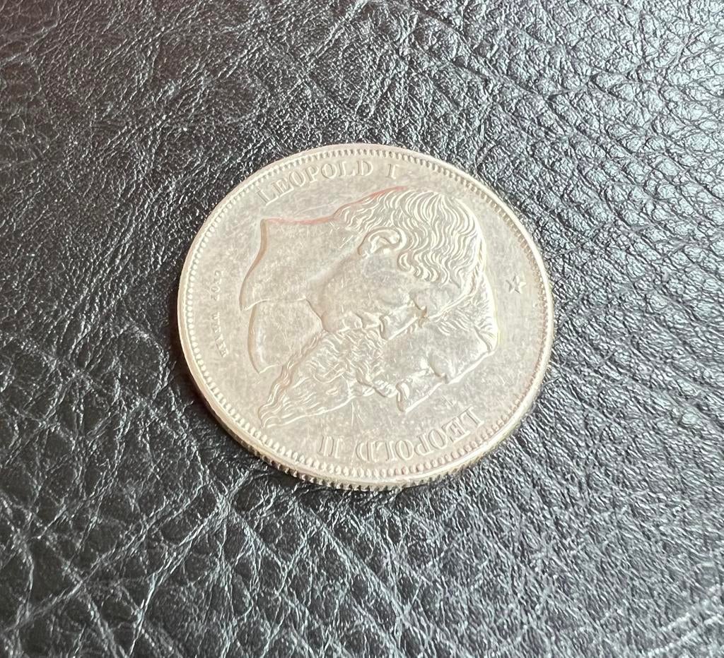 België, module vijf frank (zilver) Leopold I en Leopold II, Ophalen of Verzenden, Zilver, Zilver