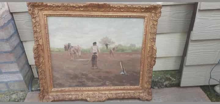 Antiek schilderij op doek, Antiek en Kunst, Ophalen of Verzenden