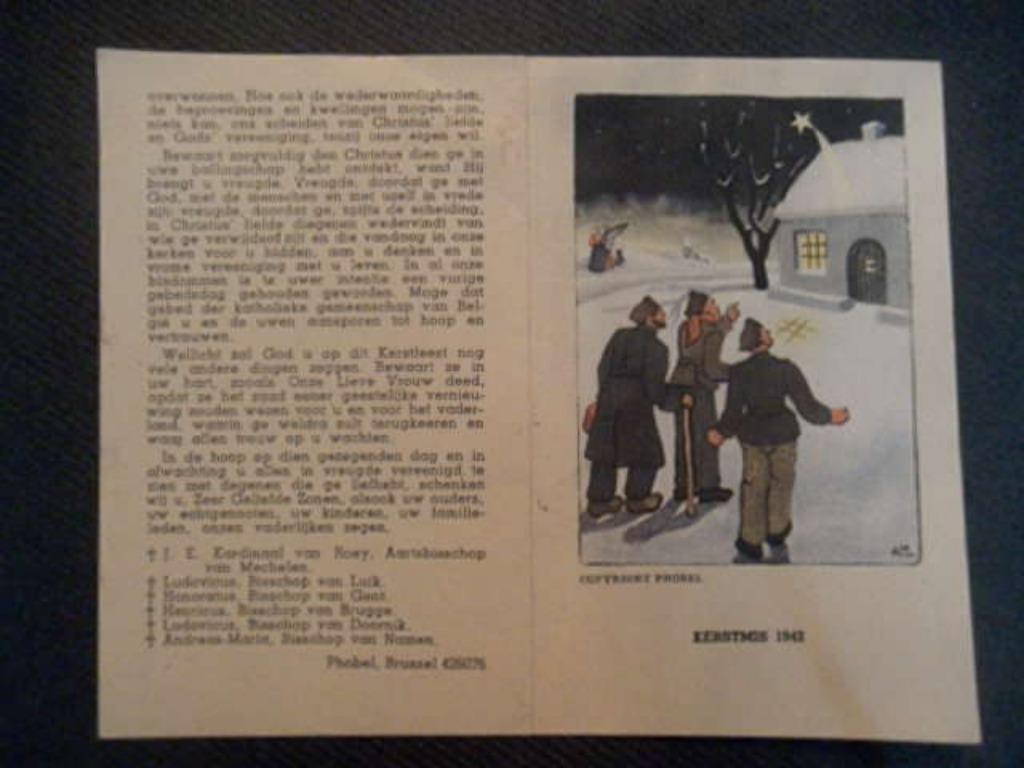 wo2 oorlog Kerstmis 1942 zakprentje BXL Kardinaal van Roey, Verzamelen, Verzenden
