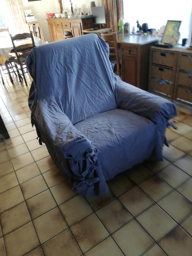 Housse fauteuil couleur taupe., Ophalen of Verzenden, Zo goed als nieuw