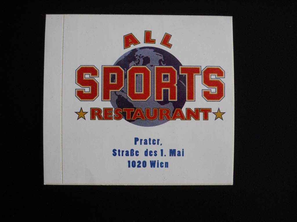 sticker All Sports Restaurant in Wenen, Oostenrijk, Ophalen of Verzenden, Nieuw, Sport
