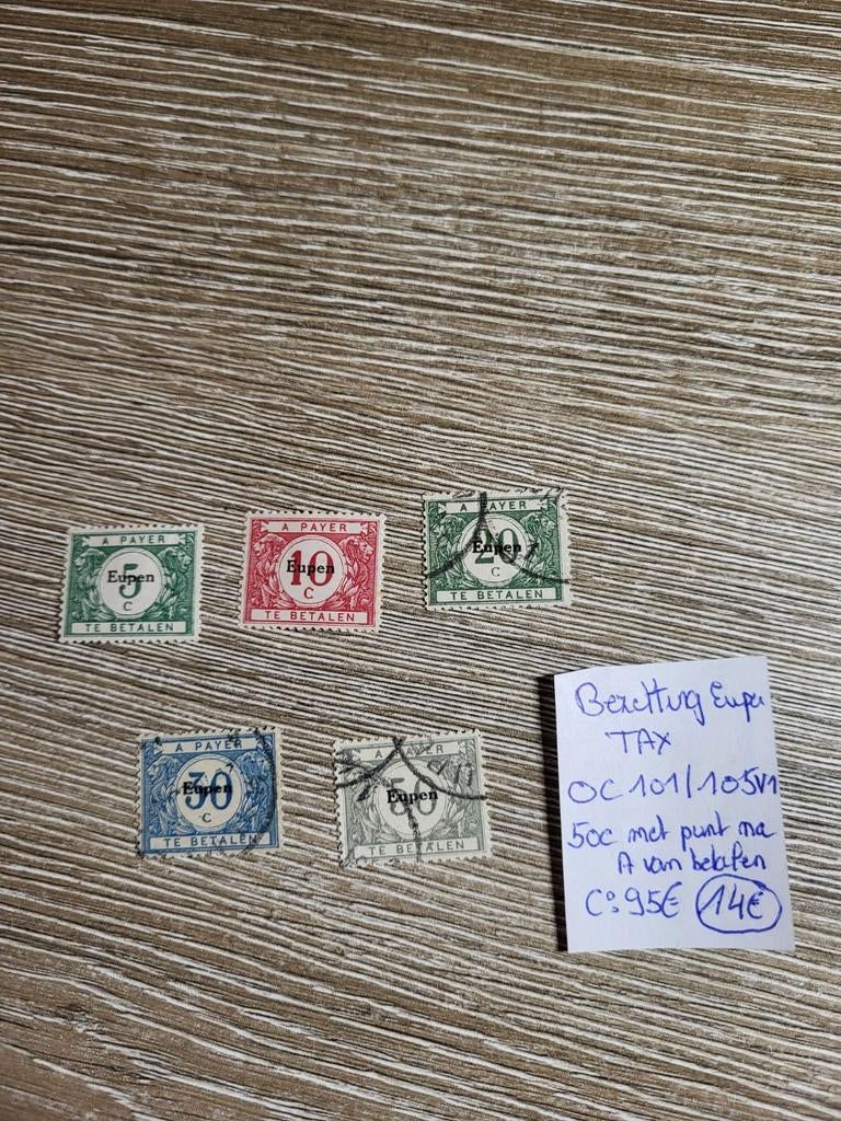 Belgie bezettingszegels tax eupen, Ophalen of Verzenden, Gestempeld, Gestempeld