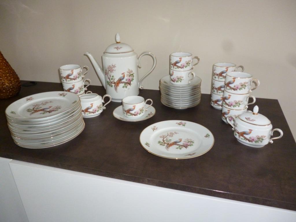 Ancien service à café porcelaine H&C Heinrich Bavaria paon, Enlèvement