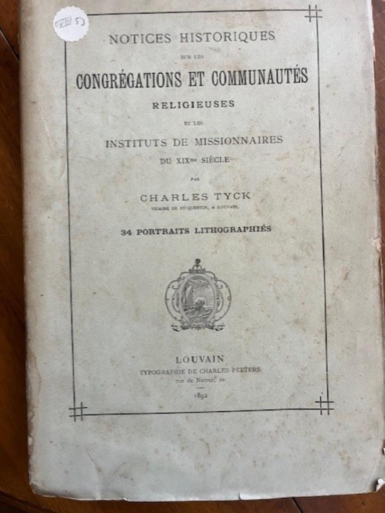 congrégations et communautés religieuses, Enlèvement ou Envoi, 19e siècle, Utilisé, Tyck charles