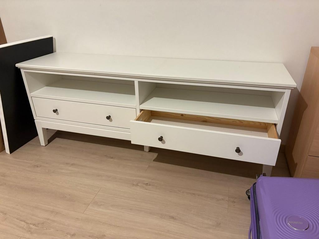 Hemnes - tvmeubel kast - 2 lades - wit, Ophalen, 150 tot 200 cm, Zo goed als nieuw, Minder dan 100 cm
