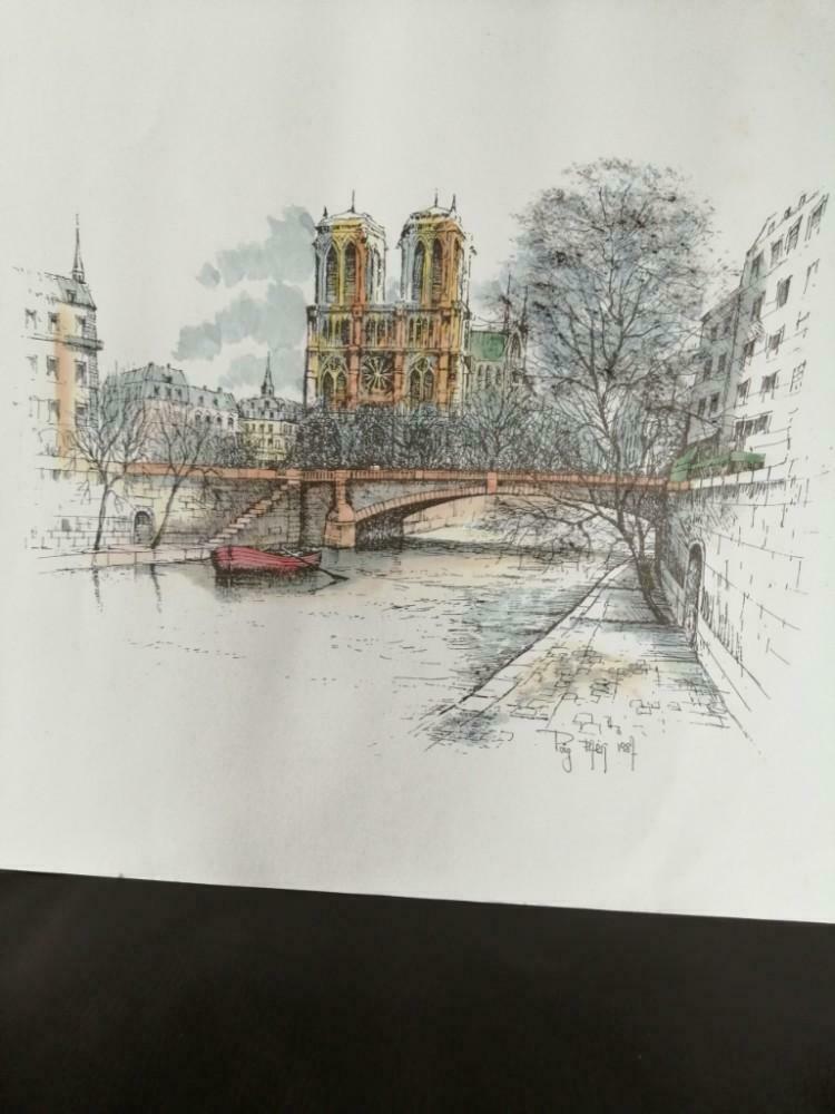 Notre-Dame Paris mooie vintage print, Ophalen of Verzenden