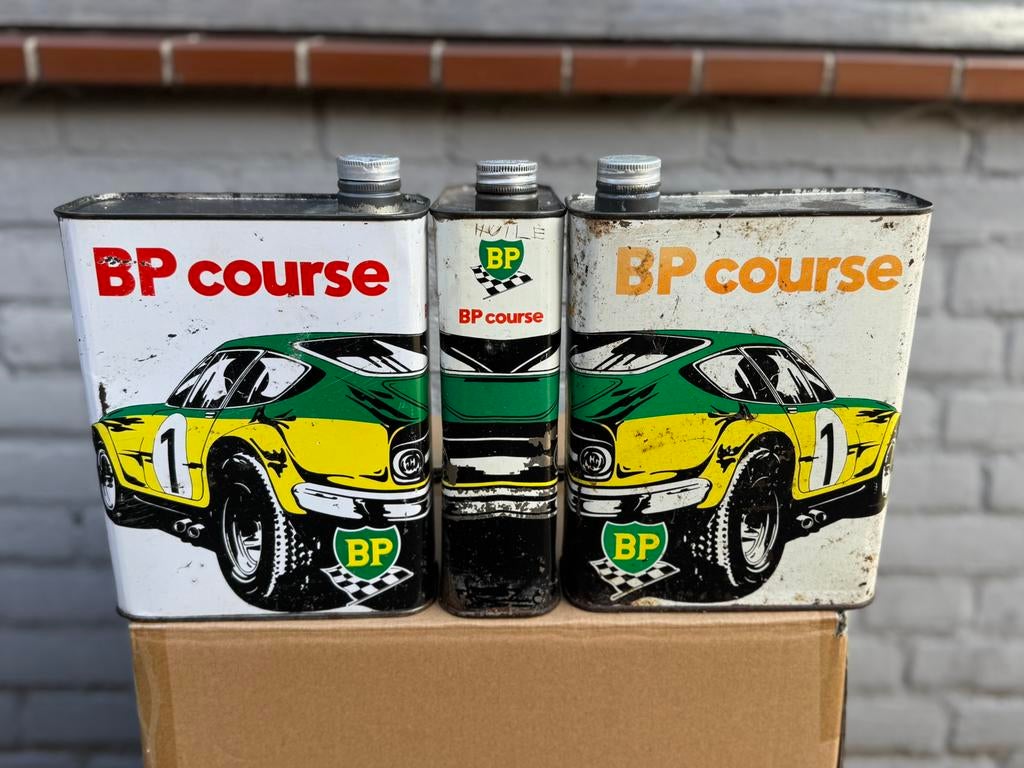BP Course oude olie blikken, Ophalen of Verzenden, Gebruikt, Verpakking