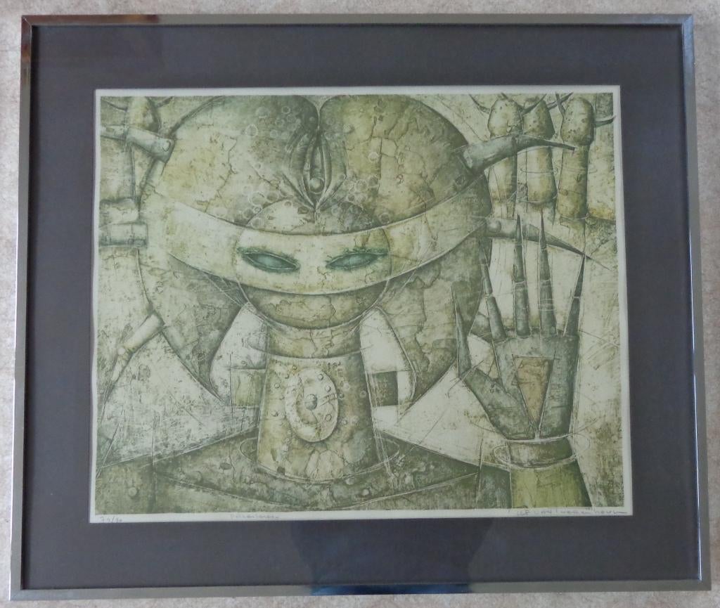 JEF VAN TUERENHOUT / PRIESTERES / KLEURLITHO / 75x87cm KADER, Enlèvement
