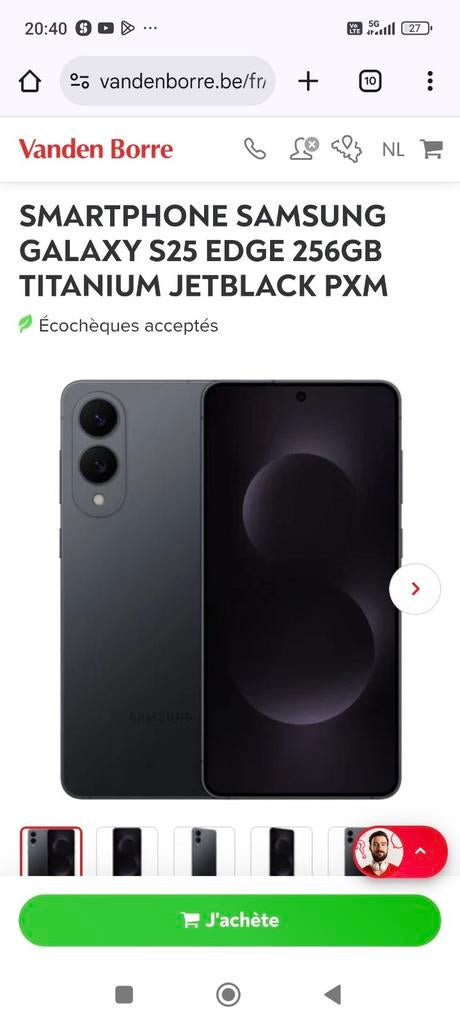 PX Samsung S25 Edge 256GB Jetblack neuf scellé avec facture, Enlèvement ou Envoi
