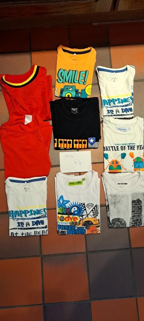 Maat 104, 4 jaar  zomer t schits 9 stuks, Ophalen of Verzenden, Gebruikt, Jongen of Meisje, Shirt of Longsleeve