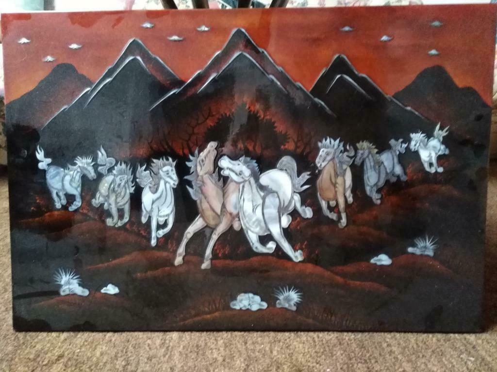 Tableau représentant Les 8 chevaux du bonheur, Antiquités & Art, Enlèvement