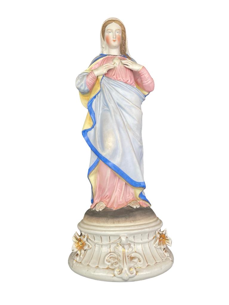 Religieus beeld van de Madonna in bisque en porselein