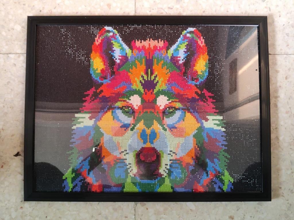 Diamond painting in zwarte kader "wolf", Enlèvement ou Envoi