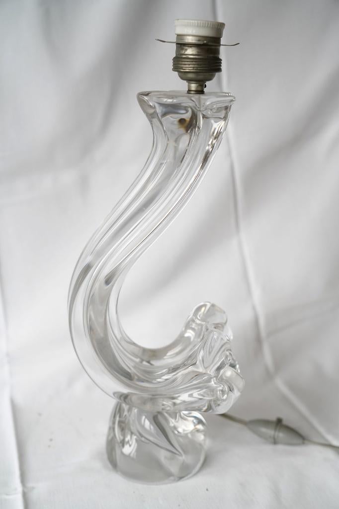 Pied de lampe en cristal transparent, Antiquités & Art, Enlèvement
