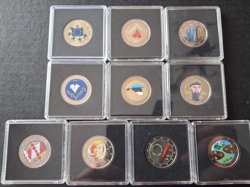 10 pièces en euros colorées d'une valeur de 2€ État neuf., Envoi, Allemagne, 2 euros, Série