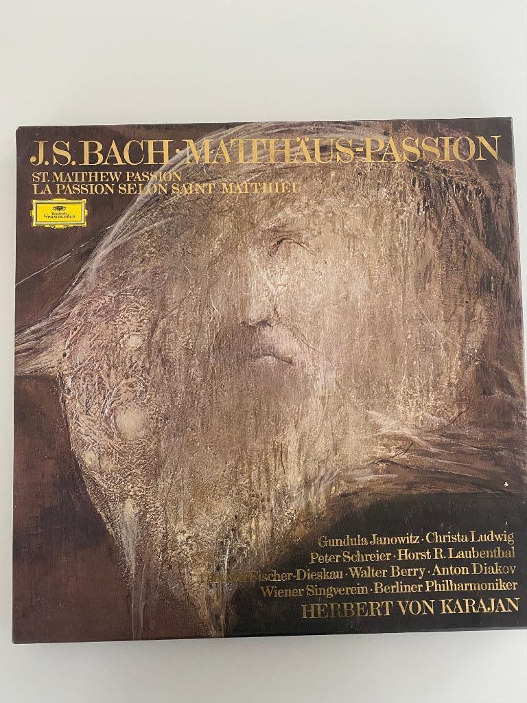 4 LP Bach Berliner Philharmoniker Karajan Matthäus Passion, Orchestre ou Ballet, 12 pouces, Baroque, Enlèvement ou Envoi