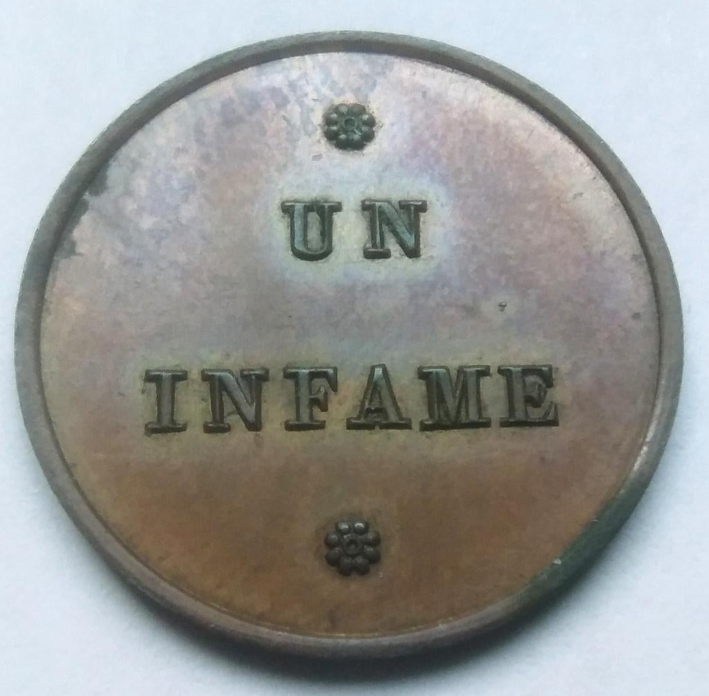 Médaille de la honte 1838 - un infamé arlon, duc de Quarré, Timbres & Monnaies, Enlèvement ou Envoi, Bronze