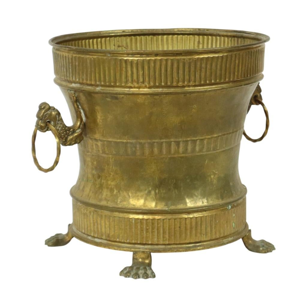 Oude Messing Bloempot Jardinière Mécap Belgium, Enlèvement ou Envoi, 25 à 40 cm, Rond, Utilisé