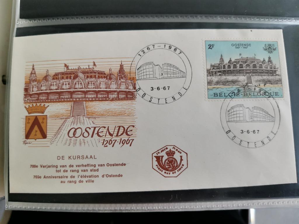 Belgique 1967 - FDC Kursaal van Oostende, Enlèvement ou Envoi, Affranchi, Avec enveloppe, Oblitération 1er jour
