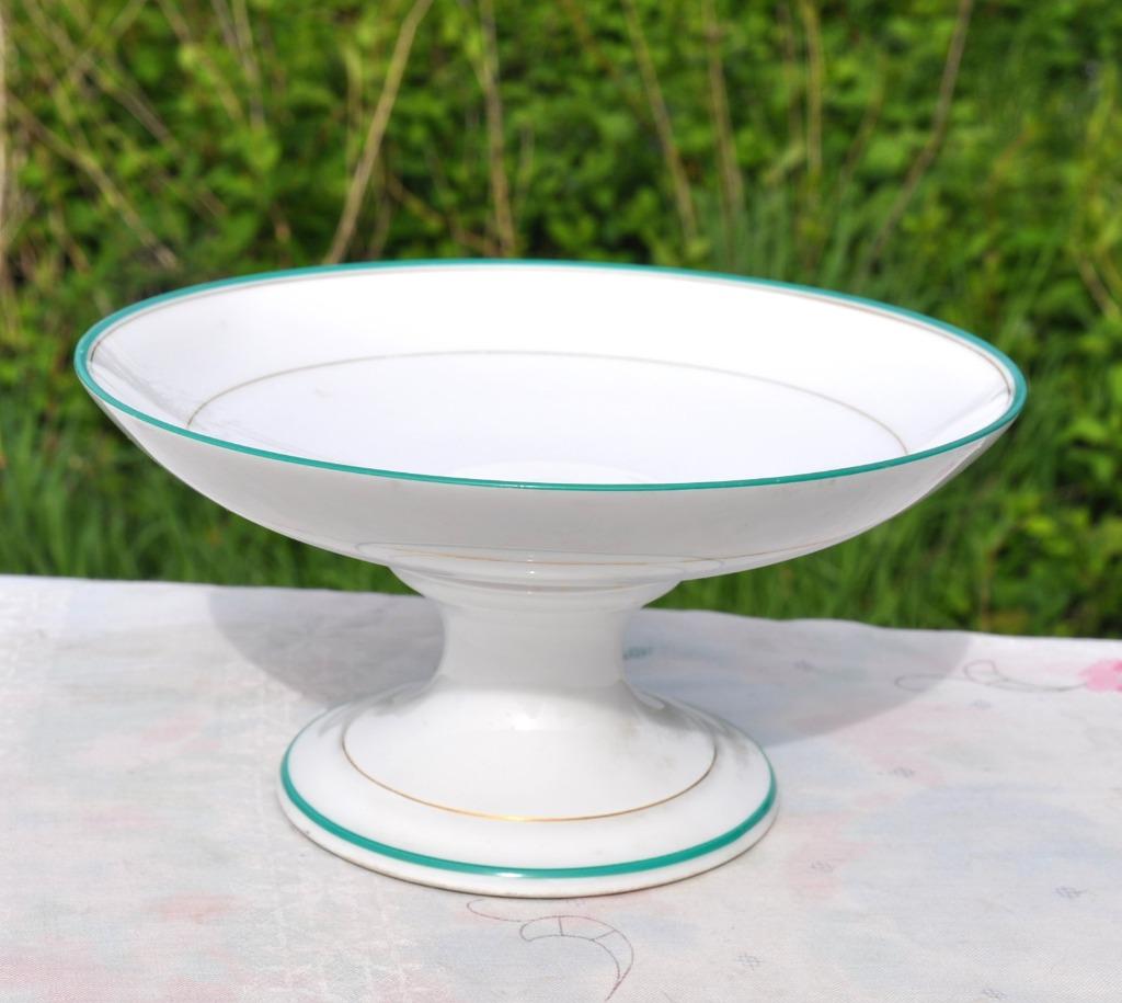 compotier fruitier porcelaine ligne vert et or, Antiquités & Art, Enlèvement ou Envoi