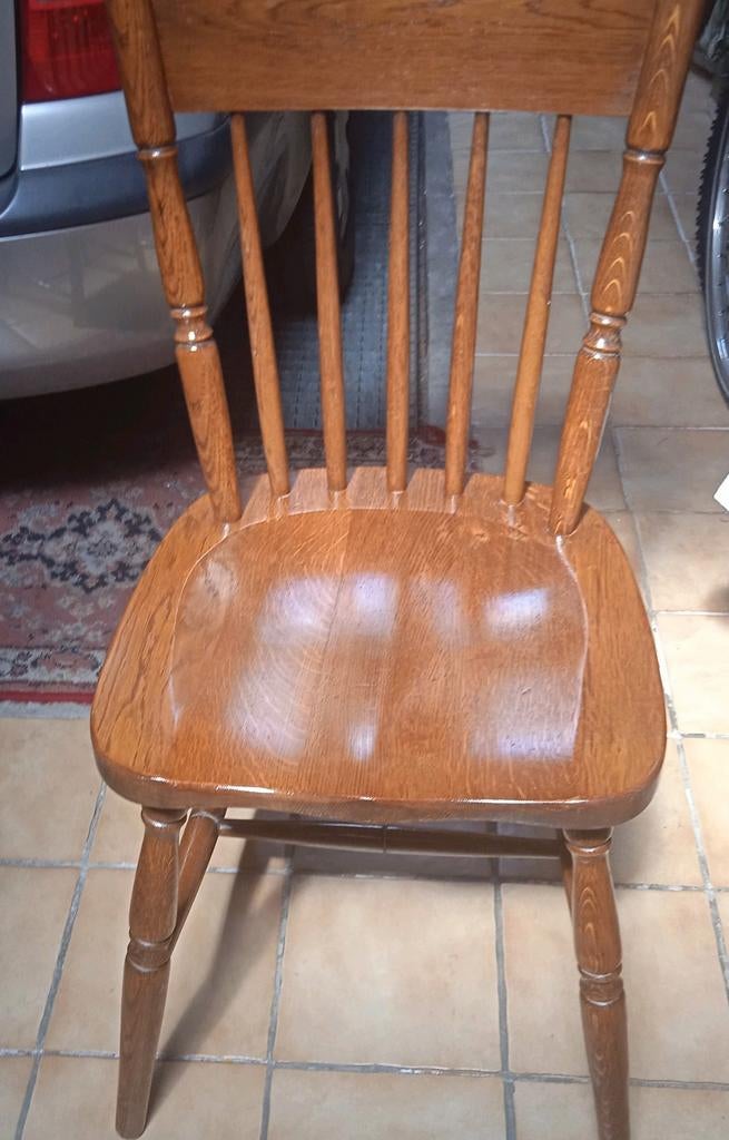4 heel stevige eiken stoelen, 30 euro voor de 4 samen, Huis en Inrichting, Stoelen, Ophalen