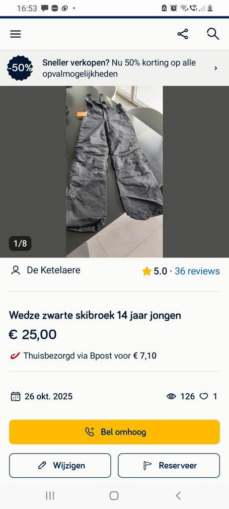 Skibroek jongen 14 jaar, Sport en Fitness, Skiën en Langlaufen, Ophalen of Verzenden