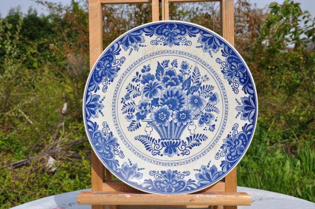 plat mural  delft  decor vasque fleur    (103), Enlèvement ou Envoi