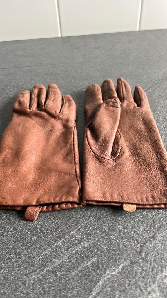Bruin wollig gevoerde lederen handschoenen, Enlèvement ou Envoi, Comme neuf, Taille 38/40 (M), Gants