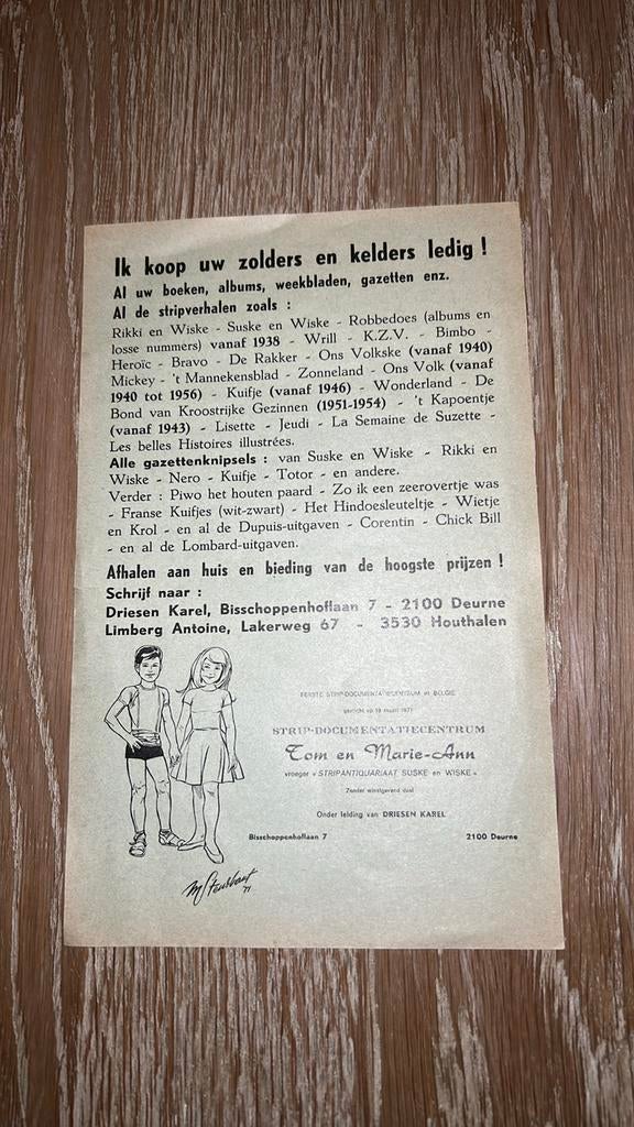Strooibriefje karel driesen , illustratie Marcel Steurbaut, Ophalen of Verzenden, Zo goed als nieuw