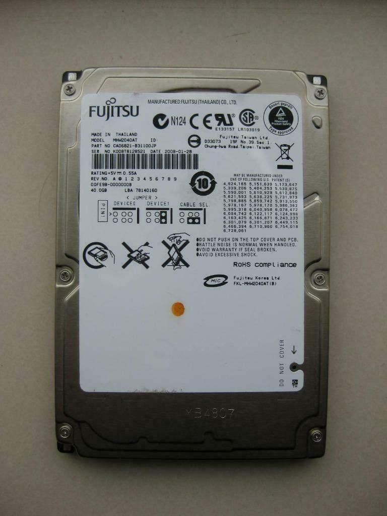 Fujitsu MHW2040AT 40GB 2,5" IDE laptop harddisk, Computers en Software, Harde schijven, Gebruikt, Laptop, Intern, HDD, IDE, Ophalen of Verzenden