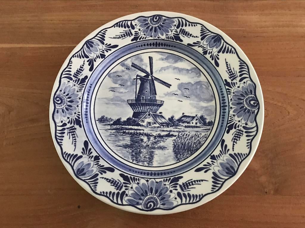 Sarreguemines France bord wit blauw 25,5 cm, Ophalen of Verzenden
