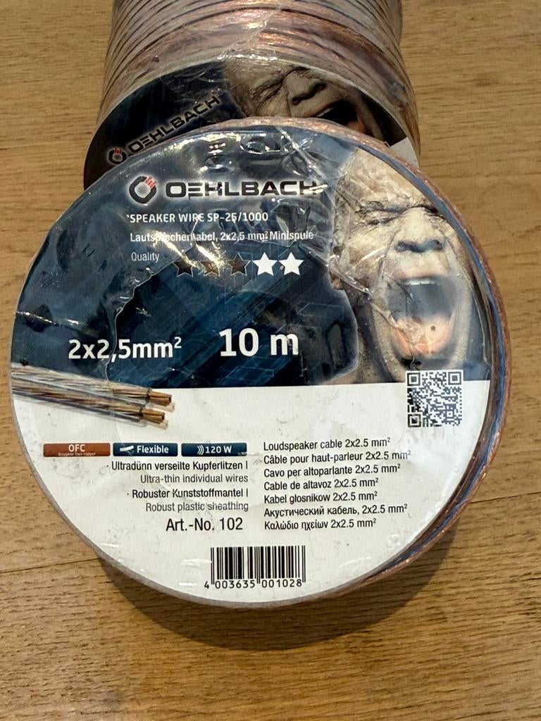 2 x New Oehlbach Pro Speaker Cable 2 x 2,25mm 10m, Enlèvement ou Envoi, Neuf, 10 mètres ou plus, Câble de haut-parleur