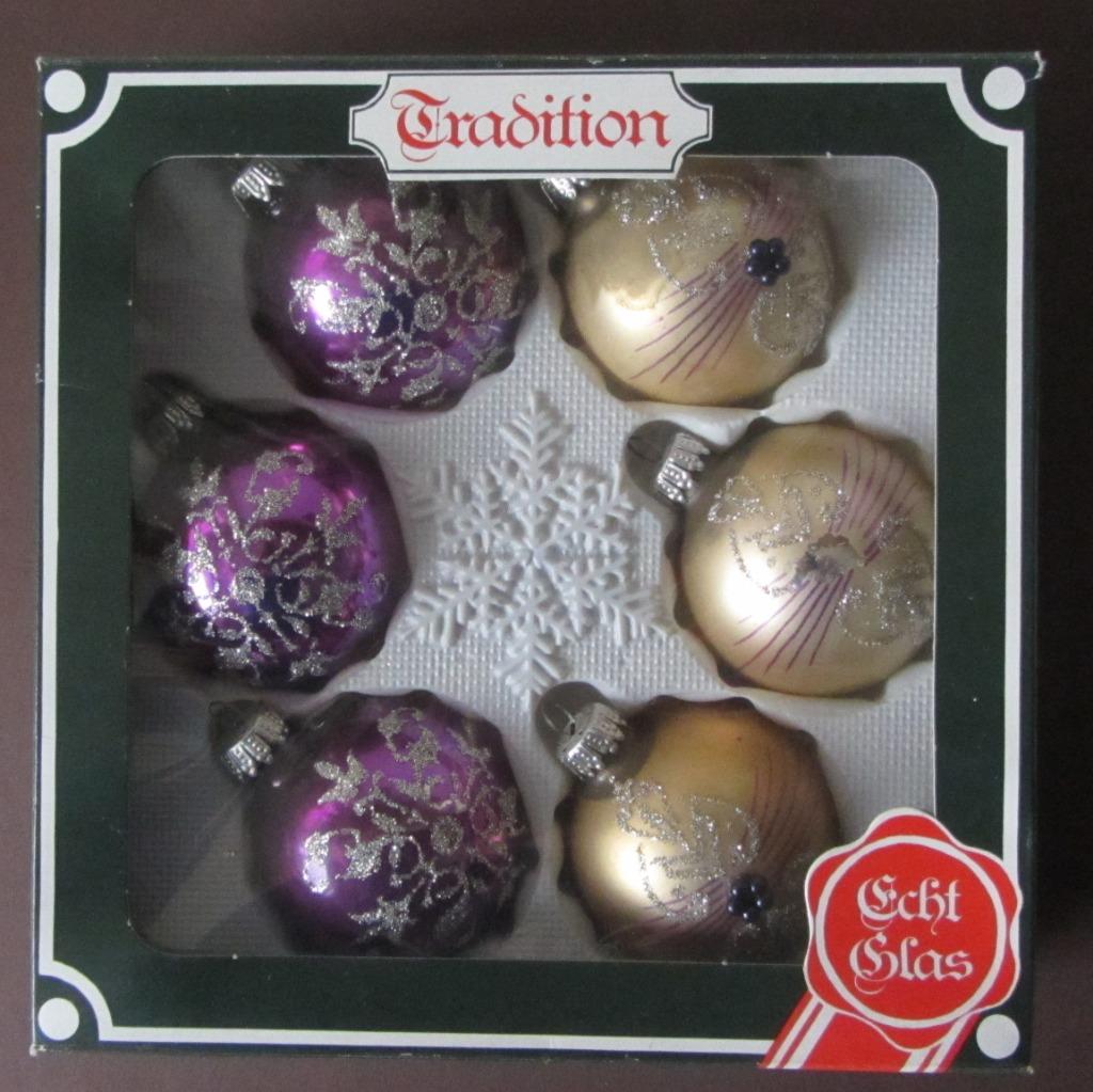 Kerstversiering - 6 stuks - Tradition - Echt glas, Antiek en Kunst, Ophalen of Verzenden
