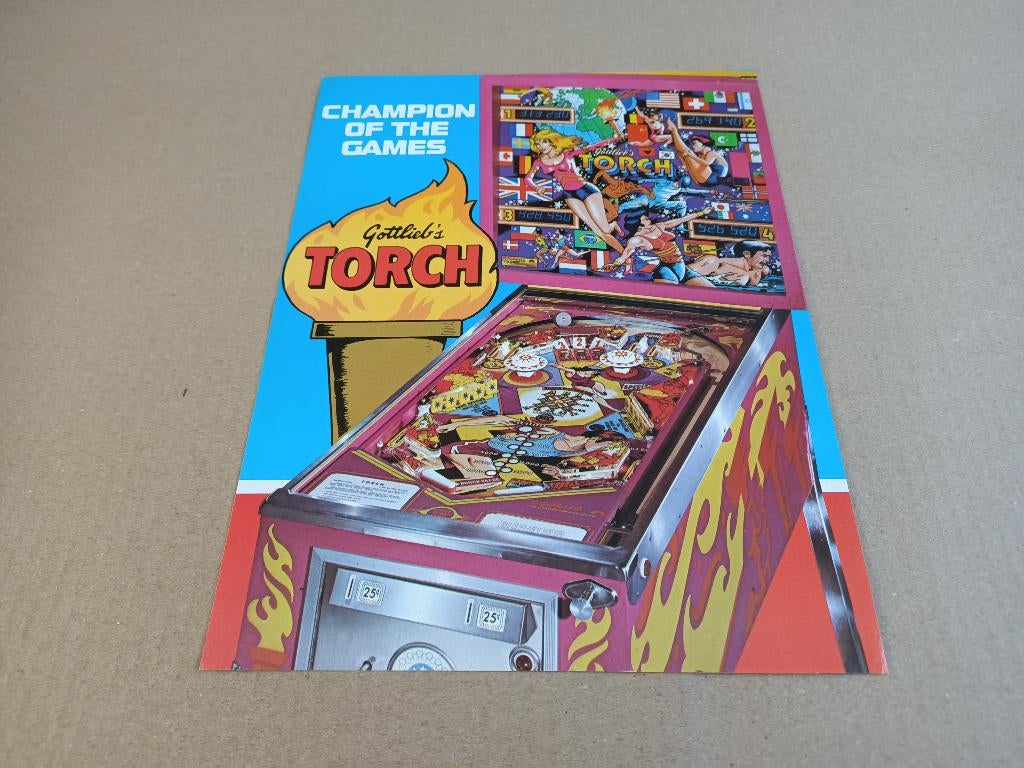 Flyer: Gottlieb Torch (1980) Flipperkast, Verzamelen, Automaten | Flipperkasten, Verzenden, Flipperkast, Gottlieb