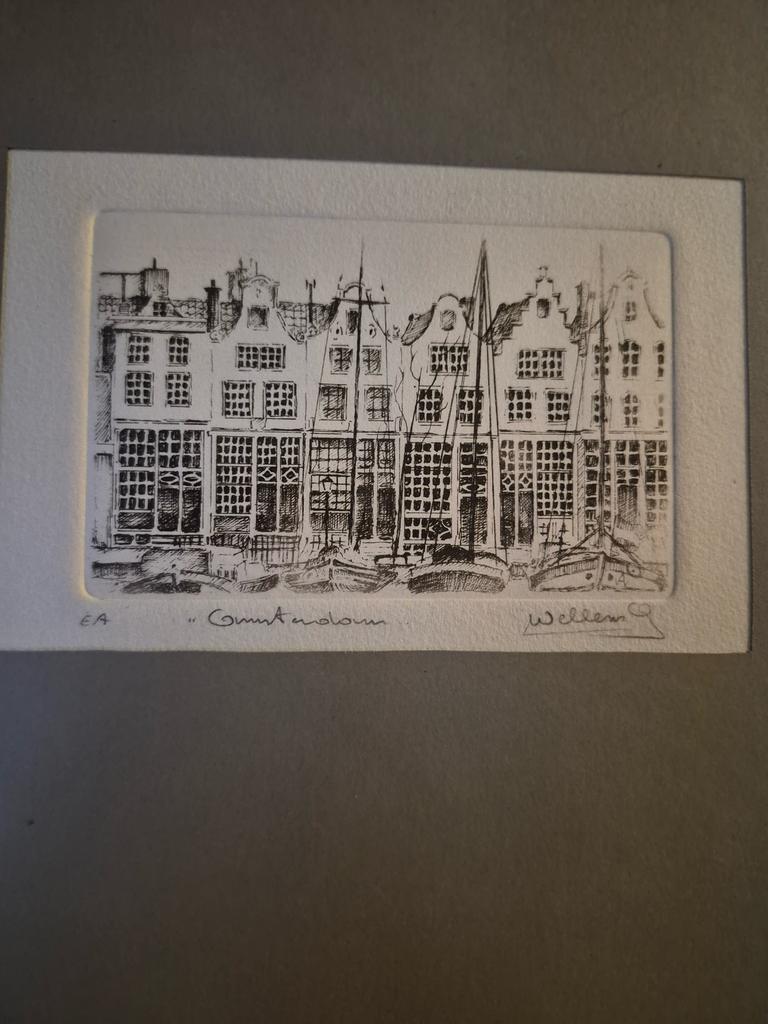 E.A. Amsterdam gravure Andre Wellens, Antiek en Kunst, Kunst | Tekeningen en Fotografie, Ophalen of Verzenden