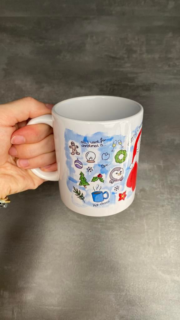 Kerst mok wit met kerst bedrukking, Ophalen of Verzenden, Nieuw