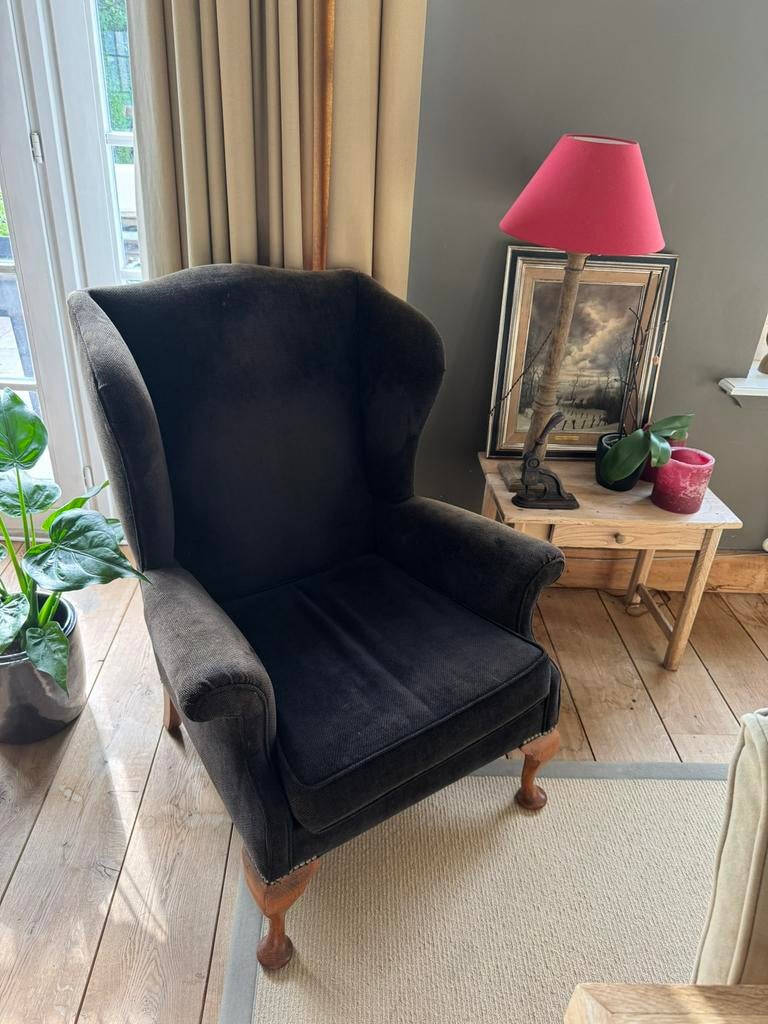 Engelse fauteuil originele Wingchair, Ophalen, Gebruikt, Stof, Engels vintage