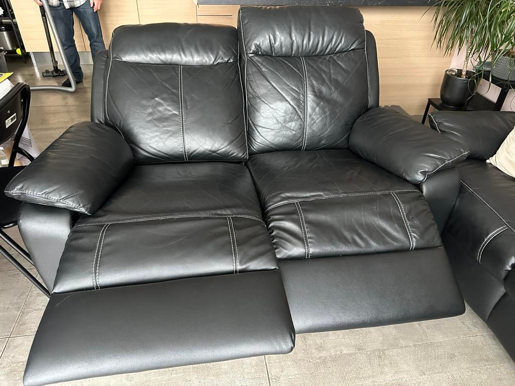 Divant 2 places + relax ( noir), 75 à 100 cm, Moins de 150 cm, Synthétique, Enlèvement