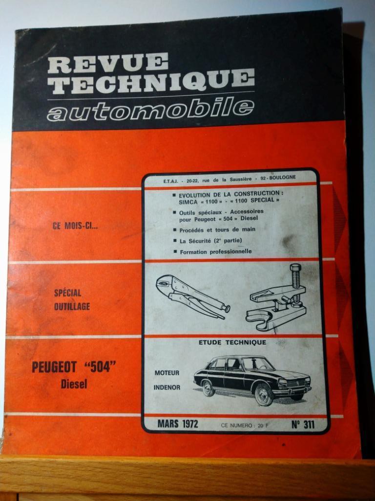 RTA - Peugeot 504 - Simca 1100 - n 311, Autos : Divers, Modes d'emploi & Notices d'utilisation, Envoi