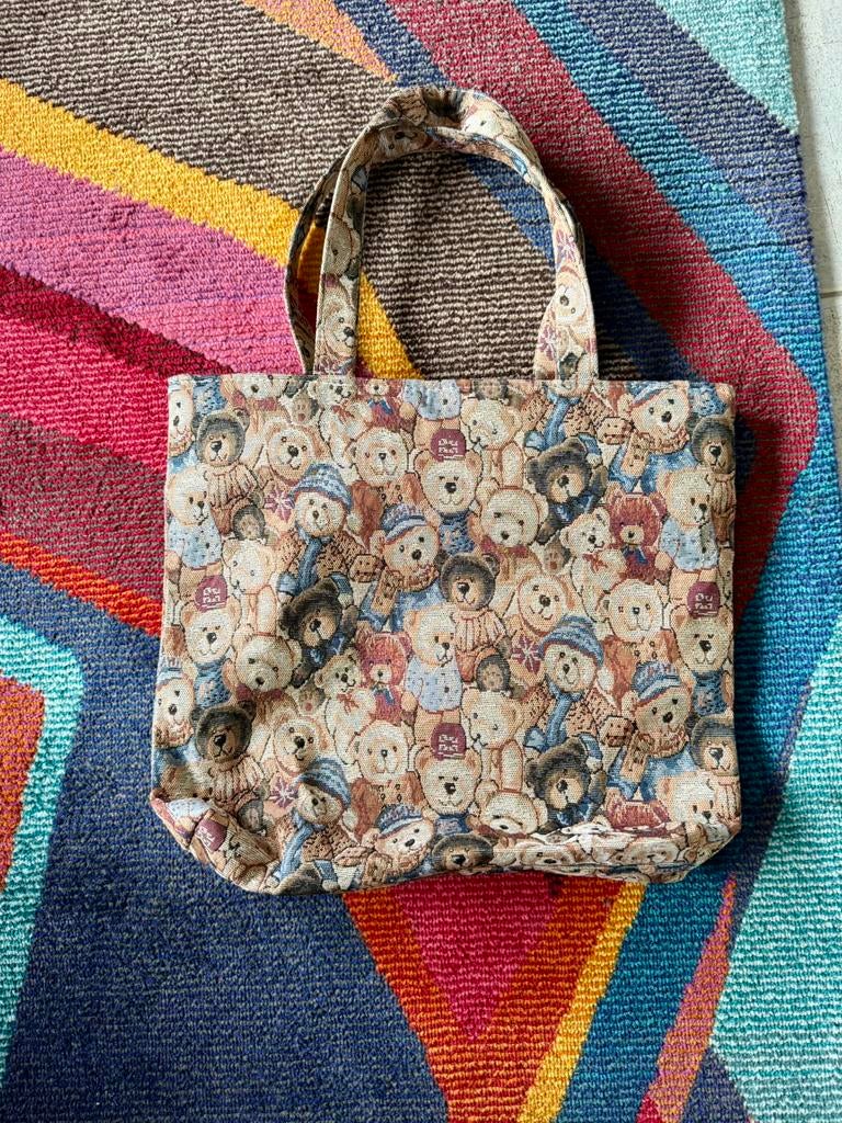 Vintage style teddy bear tapestry tote bag, Ophalen of Verzenden, Nieuw, Bruin, Shopper