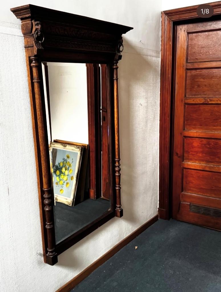 Grote Antieke wandspiegel Mechelse stijl, Antiek en Kunst, Ophalen