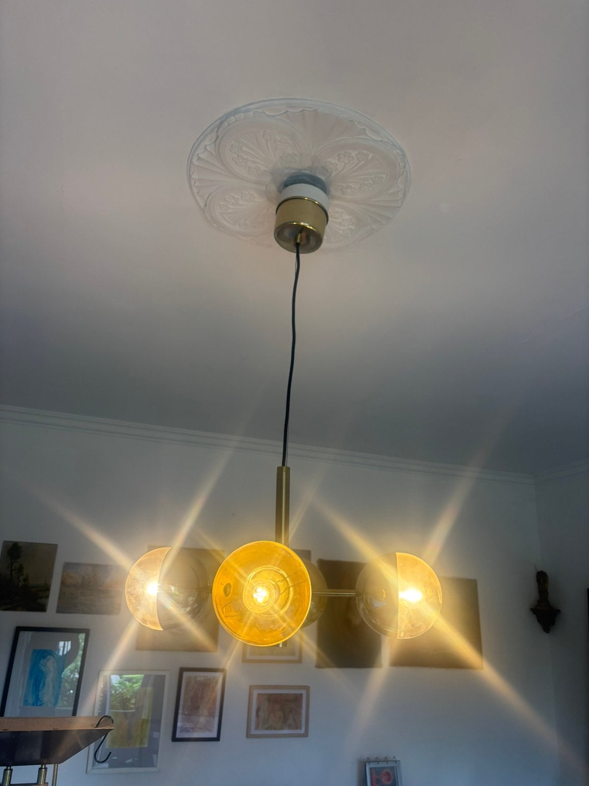 Lustre doré, Maison & Meubles, Enlèvement, Comme neuf