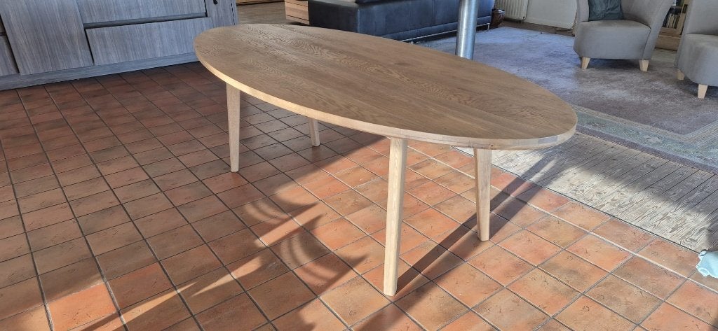 EIKEN OVALEN EETTAFEL  240 X 105, Huis en Inrichting, Ophalen, Eikenhout, 200 cm of meer, 50 tot 100 cm