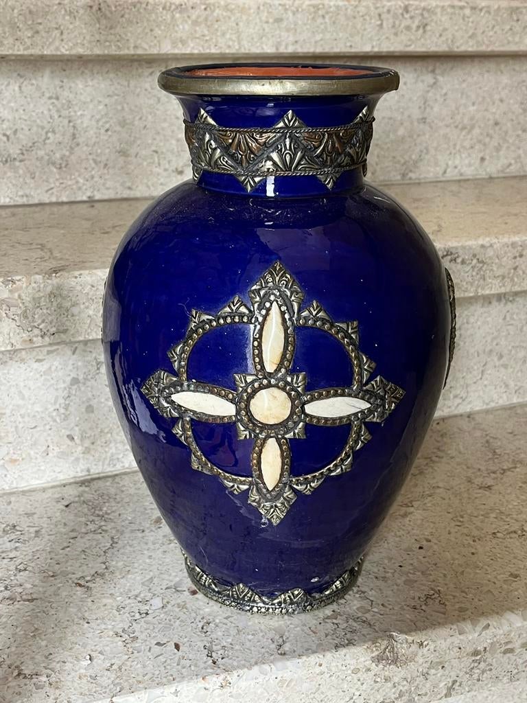 Vase décoratif oriental / marocain bleu cobalt, Enlèvement