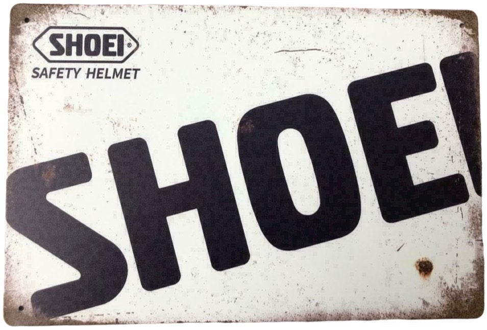 Metalen SHOEI SAFETY HELMET vintage look wandplaat - 20x30cm, Ophalen of Verzenden, Nieuw, Reclamebord