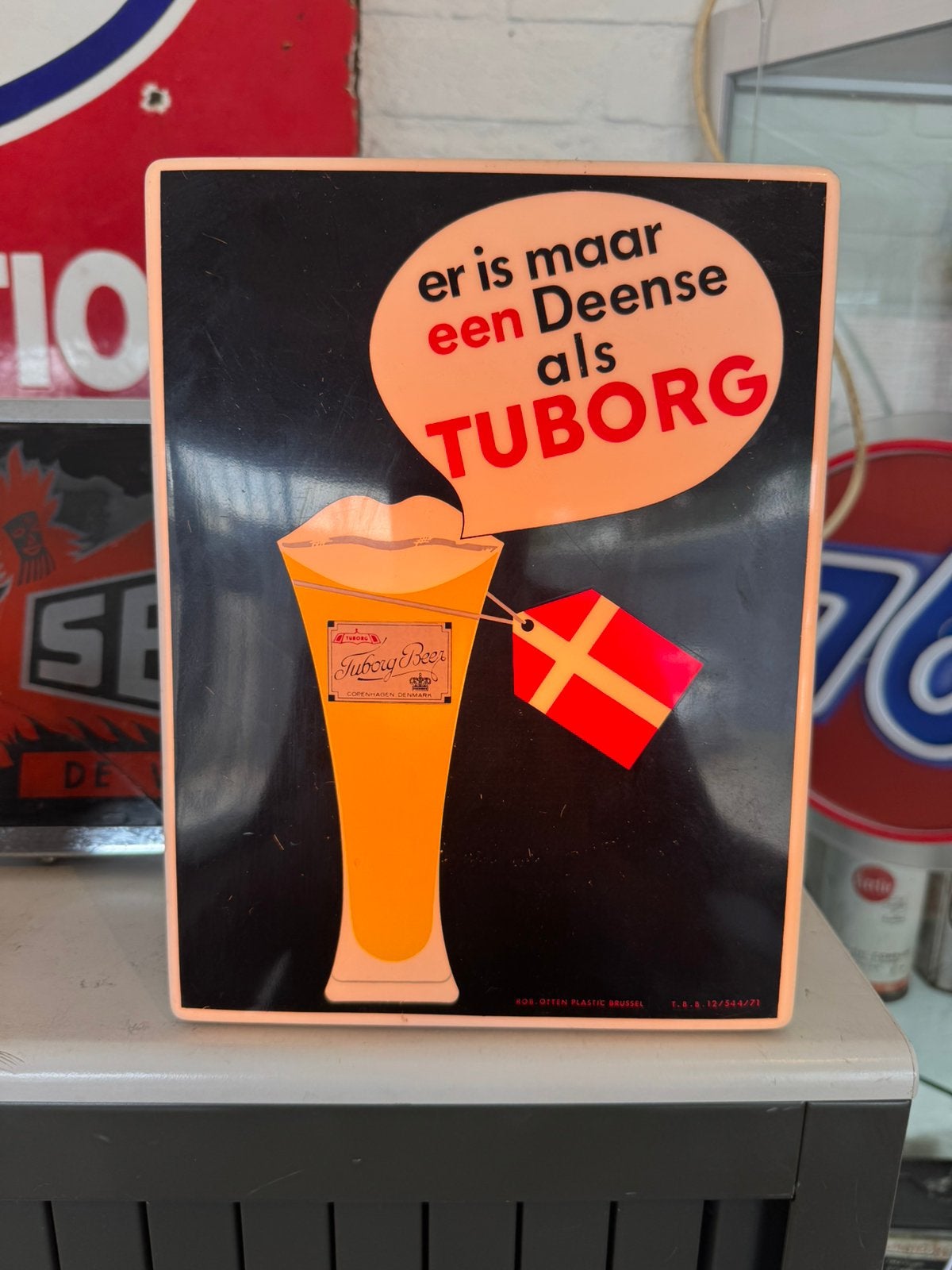 Petite boîte à lumière publicitaire TUBORG Beer ancienne, Enlèvement, Utilisé, Table lumineuse ou lampe (néon)