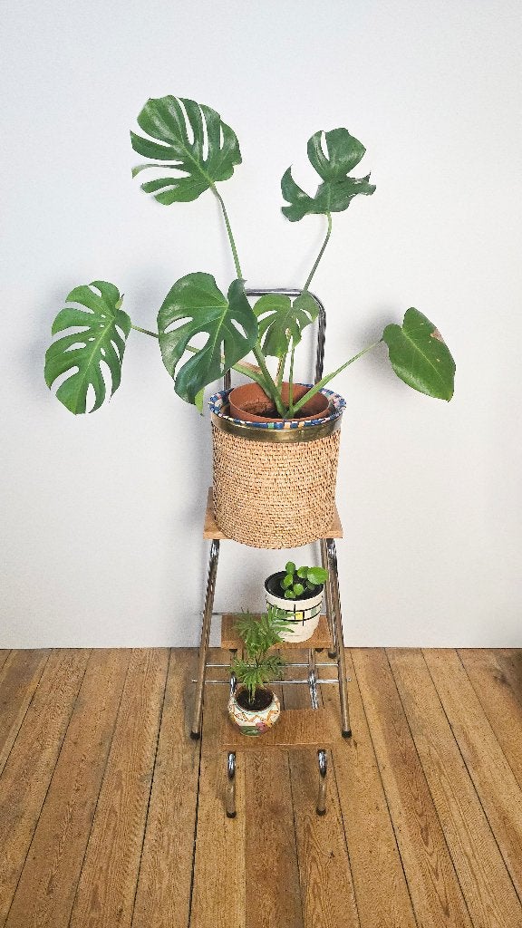 Vintage BRABANTIA trapladder - Plantenhouder metaal en hout, Ophalen of Verzenden, Zo goed als nieuw, Opvouwbaar of Inschuifbaar