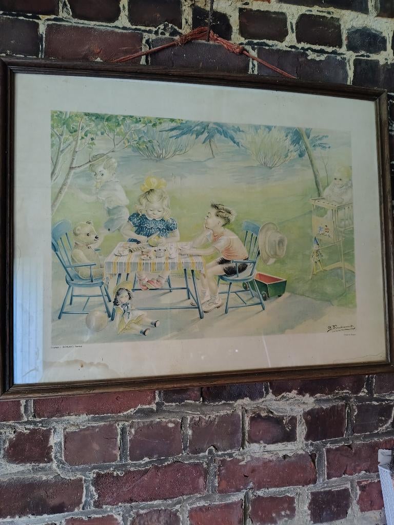 schoolplaat, Antiquités & Art, Art | Peinture | Classique, Enlèvement