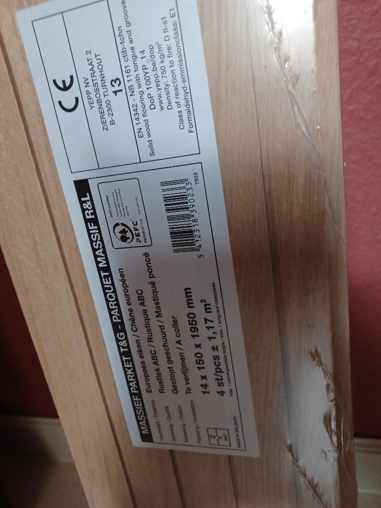 Parquet massif T & G - Chêne européen 1,17 m2, Bricolage & Construction, Bois & Planches, Neuf, Chêne, Moins de 200 cm, Planche